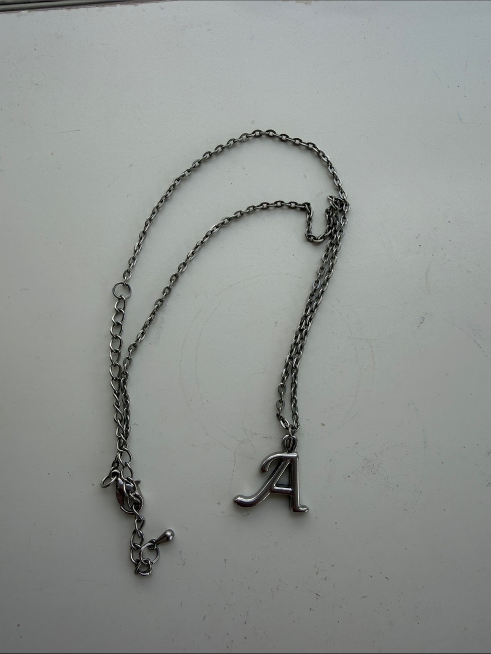 Silver Tone Initial A Necklace Minimalist Letter Pendant Jewelry